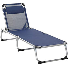 Outsunny Sdraio da Giardino Pieghevole con Poggiatesta Lettino Prendisole con Schienale Regolabile in Alluminio 60x170x76cm Blu Scuro