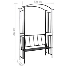 E E-NICES Arco da Giardino con Panca Nero 114x45x205 cm in Ferro