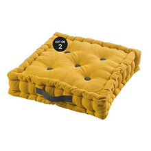 CDaffaires - Set di 2 cuscini da pavimento, 100% cotone, 45 x 45 x 10 cm, colore: Giallo/Antracite