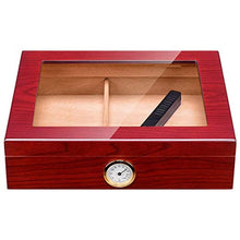 SMEJS Handmade Cigar Humidor, Cedar Cigar Desktop Box con umidificatore e igrometro, Piano in Vetro for 35 sigari (Color : A)