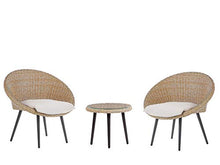 Beliani Set da Giardino in Rattan Beige con Tavolino e 2 Poltrone più Cuscini ORTIGIA