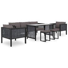 SKM Set Divani da Giardino 8 pz con Cuscini in Polyrattan Antracite (57.22kg)