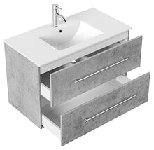 Set di mobili da bagno Firenze 90 (4 parti/B) grigio cemento e specchio a LED