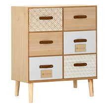 vidaXL Massello di Pino Credenza con 6 Cassetti Design Diversi Rustico Elegante Cassettiera Impugnature in Pelle Mobiletto Consolle Multicolore