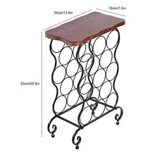 Cikonielf Portabottiglie da terra per 13 bottiglie, 35 x 19 x 53 cm, scaffale in ferro di legno per bottiglie di vino, per bar, cucina, casa