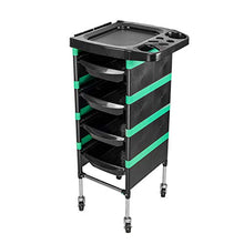 REGAL-HPQ Carrello per Parrucchiere Estetista Portaoggetti Porta con Ruote 5 Salone Barbieria Nero,Verde