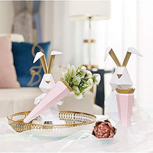 qazxsw - Armadietto per vino, in resina, per casa, origami, studi e studi, rosa, Origami rabbit