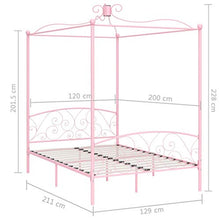 SKM Letto a Baldacchino Rosa in Metallo 120x200 cm