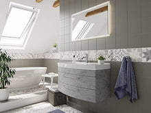 Mobile bagno curvo Bella 100cm grigio cemento con specchio a LED 100cm