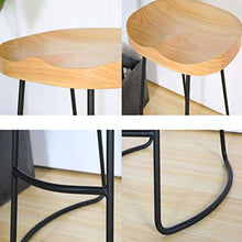 M-JH Sgabelli da Bar, Sgabelli da Bar Vintage da Cucina rustici con Struttura in Metallo Nero e Seduta in massello di Stile Industriale (Size : 65cm)