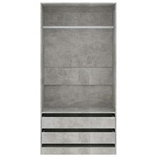 Tidyard Armadio Grigio Cemento 100x50x200 cm in Truciolato,2 Cassetti e 1 Ampio Scomparto