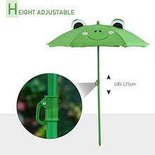 Set Tavolino e 2 Sedie Pieghevoli da Giardino per Bambini con Ombrello Verde Rana