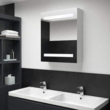 Tidyard Armadietto Bagno da Parete con Specchio e LED, con 3 Ripiani, 50x14x60 cm Bianco e Argento