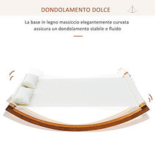 Outsunny Amaca da Giardino con Struttura in Legno, Lettino in Cotone per 2 Persone con Cuscini, 200x150x45cm Bianco