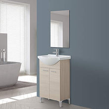 Composizione da Bagno 56x45 Moderna a Terra con Piedi Cromo Lucido - Completo di Specchio e Lavabo in Ceramica