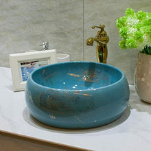 Jgophu - Lavello da bagno sopra lavabo in ceramica con fiori blu