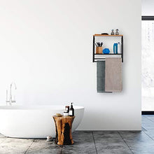 Relaxdays Mensola da Parete con Portasciugamani, Scaffale Pensile per Cucina o Bagno, HxLxP: 41x45x23 cm, Ferro, Nero