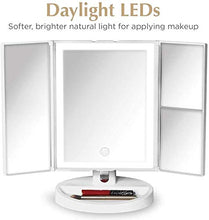 Trucco specchio con luci Specchio per vanità con luci a LED, specchio per il trucco illuminato con ingrandimenti 5x 10x-34 luci naturali dimmerabili, touch screen, specchio da tavolo controsoffitto LB