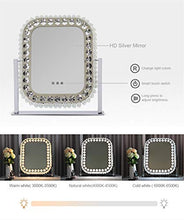 LOVEHOUGE Specchio per Il Trucco con Luci,Specchio Cosmetico in Cristallo con Luci Dimmerabili,Touch Screen,Specchio Cosmetico Girevole A 360 Gradi