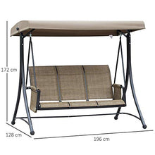 Outsunny Dondolo 3 Posti da Giardino o Terrazzo con Tettuccio Regolabile e Tasche Portaoggetti Marrone 196x128x172cm