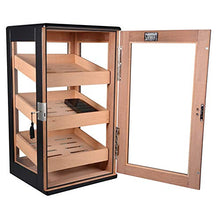 YUMO Humidor con Digital igrometro Cristallo umidificatore in Nero