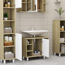 vidaXL Armadio da Bagno Bianco e Rovere Sonoma 60x33x58 cm Truciolato