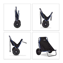 Relaxdays Carrellino Pieghevole, Sedia da Spiaggia con Ruote, max. 100 kg ca, Carrello Grande da Mare, Nero, acciaio, poliestere, gomma, 1 pz