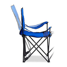 Relaxdays Sedia da Campeggio con Poggiapiedi, Pieghevole con Porta Bevande & Braccioli, Max. 120 kg, Blu