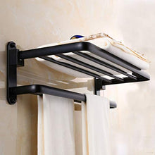 GJJSZ Scaffale da Bagno Scaffale da Bagno a Parete Semplice in Alluminio Nero retrò in Stile Europeo