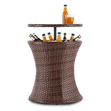 Blumfeldt Beerboy - Tavolo Da Giardino, Tavolino e Refrigeratore per Bevande, Diametro 50 cm, Altezza Regolabile, Vaschetta con 60 L di Capacità, Marrone