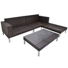FAMIROSA Set Divani da Giardino 4 pz con Cuscini in Polyrattan Marrone-2943