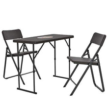 SKM Set da Bistrot 3 pz Pieghevole in HDPE Marrone Stile Rattan (15.55kg)