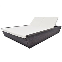 vidaXL Doppio Lettino Prendisole Cuscino Polyrattan Marrone 2 Persone Sdraio
