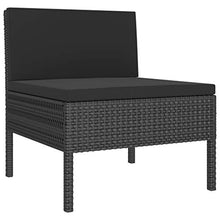 SKM Set Divani da Giardino 9 pz con Cuscini in Polyrattan Nero (58.5kg) Nero-6971
