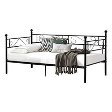 [en.casa] Divano Letto Metallo 200 x 90 cm Sofa Singolo Design Incluso Rete a Doghe Nero