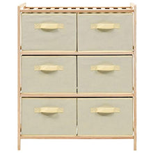 FAMIROSA Armadietto in Cedro con 6 Cesti in Tessuto Beige