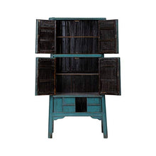 Yajutang Armadio da cucina in bambù anticato, blu