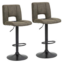 giordano shop Set 2 Sgabelli Imbottite da Bar 41,5x51x94-115 cm in Tessuto Cachi e Nero