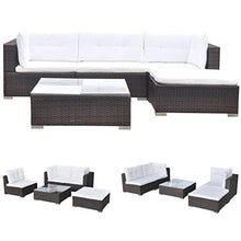 OUSEE Set Divani da Giardino 5 pz con Cuscini in Polyrattan Marrone