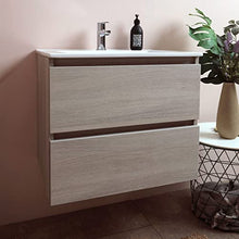 Kiamami Valentina MOBILE BAGNO CON CASSETTI E LAVABO CERAMICO + LUCE A LED 60 CM OLMO LEONE | BERLIN