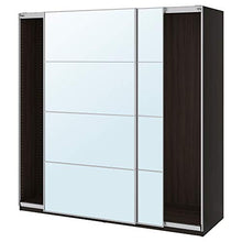 PAX armadio con ante scorrevoli 200x66x80 cm nero-marrone/vetro specchio Auli