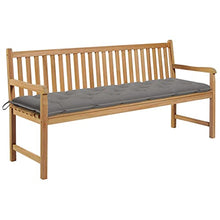 vidaXL Panca da Giardino con Cuscino Grigio 175 cm in Legno di Teak