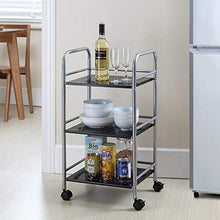 &ripiano di stoccaggio Scaffale da cucina, sala da pranzo Car Vegetable Rack Bagno in acciaio inossidabile Scaffalatura a 3 ripiani Scaffale di finitura
