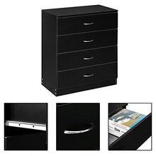 Cassettiera per camera da letto, in legno MDF semplice con 4 cassetti (nero)