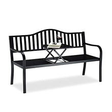 Relaxdays Panca da Giardino con Tavolino Pieghevole, 3 Posti, Tavolo Integrato, HxLxP 90 x 150 x 57,5 cm, Nero