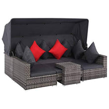SKM Set Divani da Giardino 7 pz con Cuscini in Polyrattan Grigio (62.2kg)