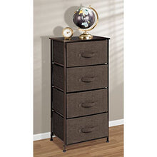 mDesign Comodino in stoffa – Organizer pratico con 4 cassetti – Cassettiera ideale per la camera da letto o per stanze piccole – marrone scuro