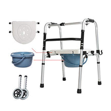 DGEMF Telaio per Camminatori Anziani in Alluminio Regolabile in Altezza con Rullo con Sedile da Bagno e Water,Wheel