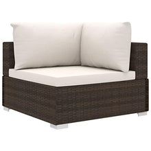 SKM Set Divani da Giardino 4 pz con Cuscini in Polyrattan Marrone (35.9kg)