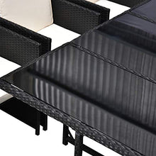 Outsunny Set di Mobili da Giardino in Rattan da Esterno Set da Pranzo 11 PZ con Cuscini Nero